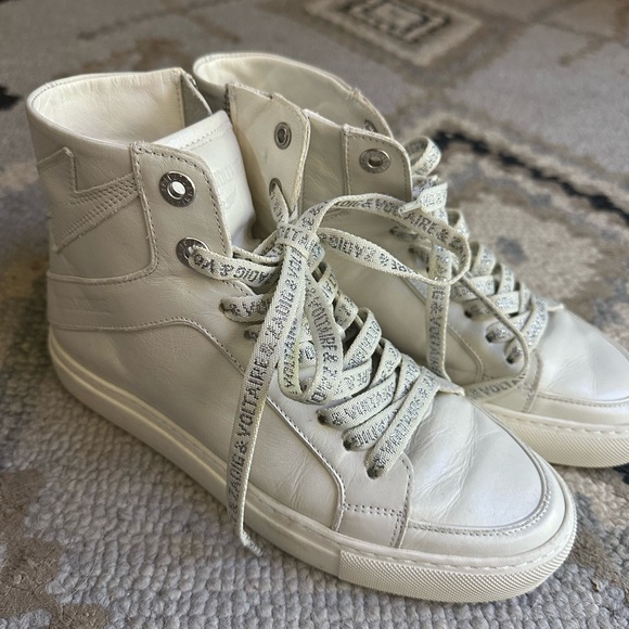 Zadig & Voltaire Hi Flash sneakers - pearl white size 37 - Picture 1 of 7